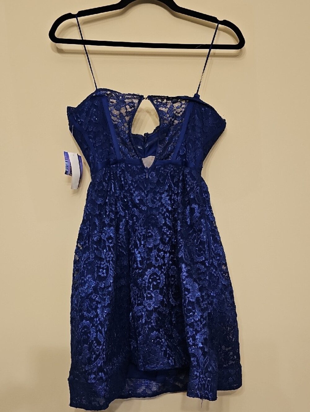 Navy Blue Lace Bustier Mini Dress - Picture 3 of 10